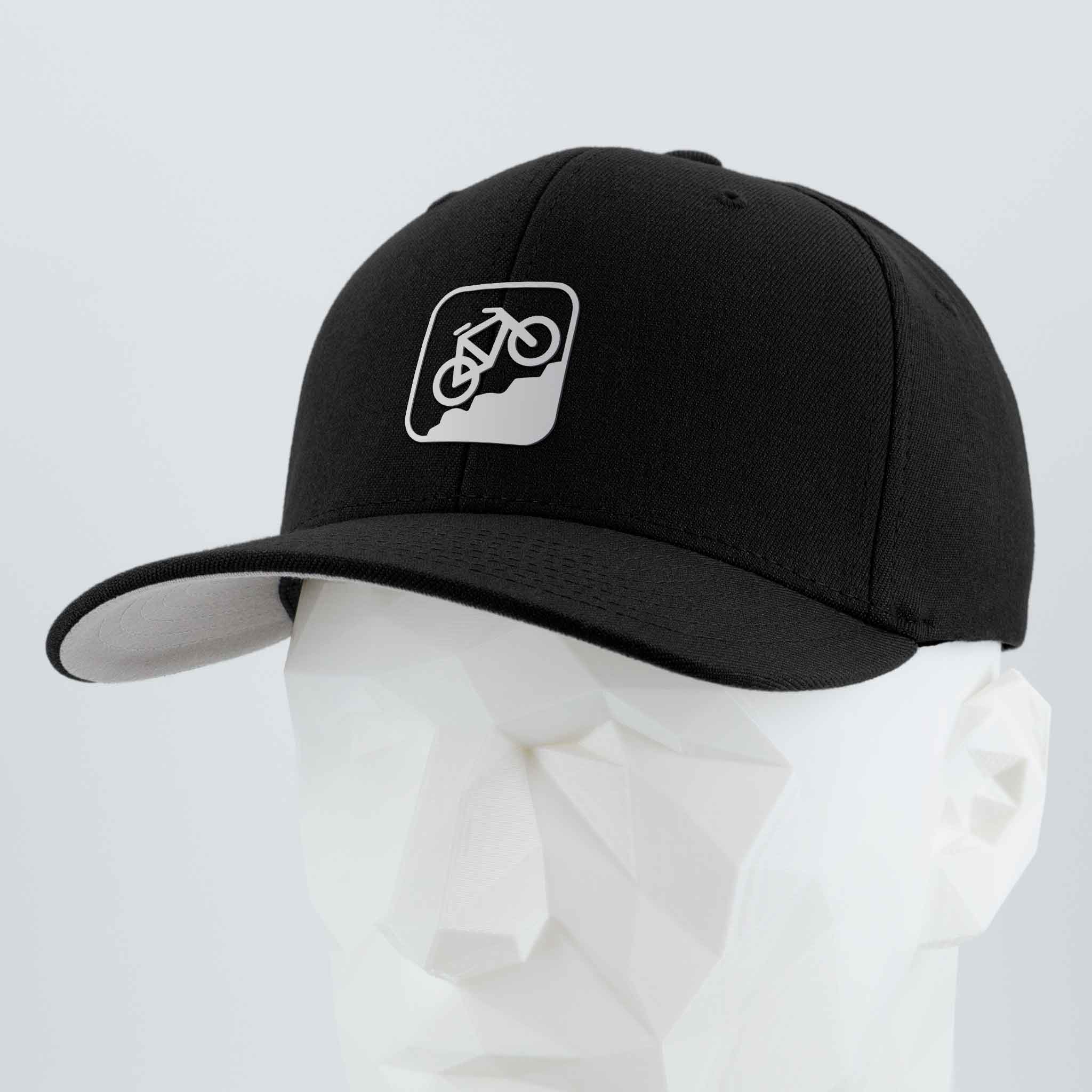 Mountain Bike Uphill (Silicone) - Flexfit® Premium Wool Blend Cap Color: Black - Eternal Glyph LLC