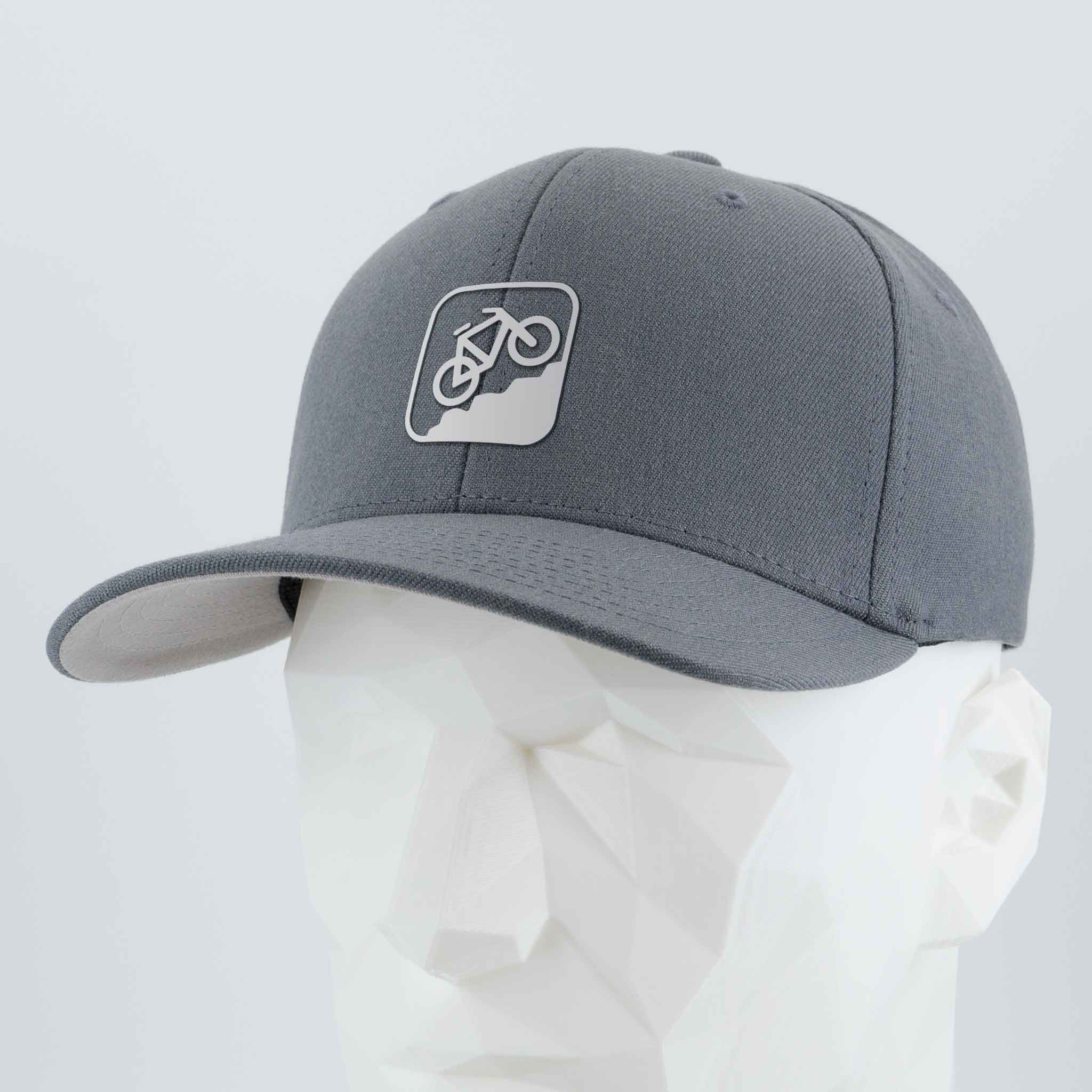 Mountain Bike Uphill (Silicone) - Flexfit® Premium Wool Blend Cap Color: Dark Gray - Eternal Glyph LLC