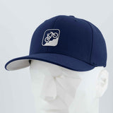 Mountain Bike Uphill (Silicone) - Flexfit® Premium Wool Blend Cap Color: Navy - Eternal Glyph LLC