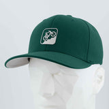 Mountain Bike Uphill (Silicone) - Flexfit® Premium Wool Blend Cap Color: Spruce - Eternal Glyph LLC
