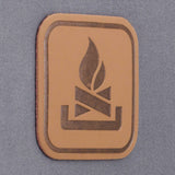 Campfire Trail Sign (Leather) - Flexfit® Mesh Trucker Cap Color: Coyote/Black - Eternal Glyph LLC