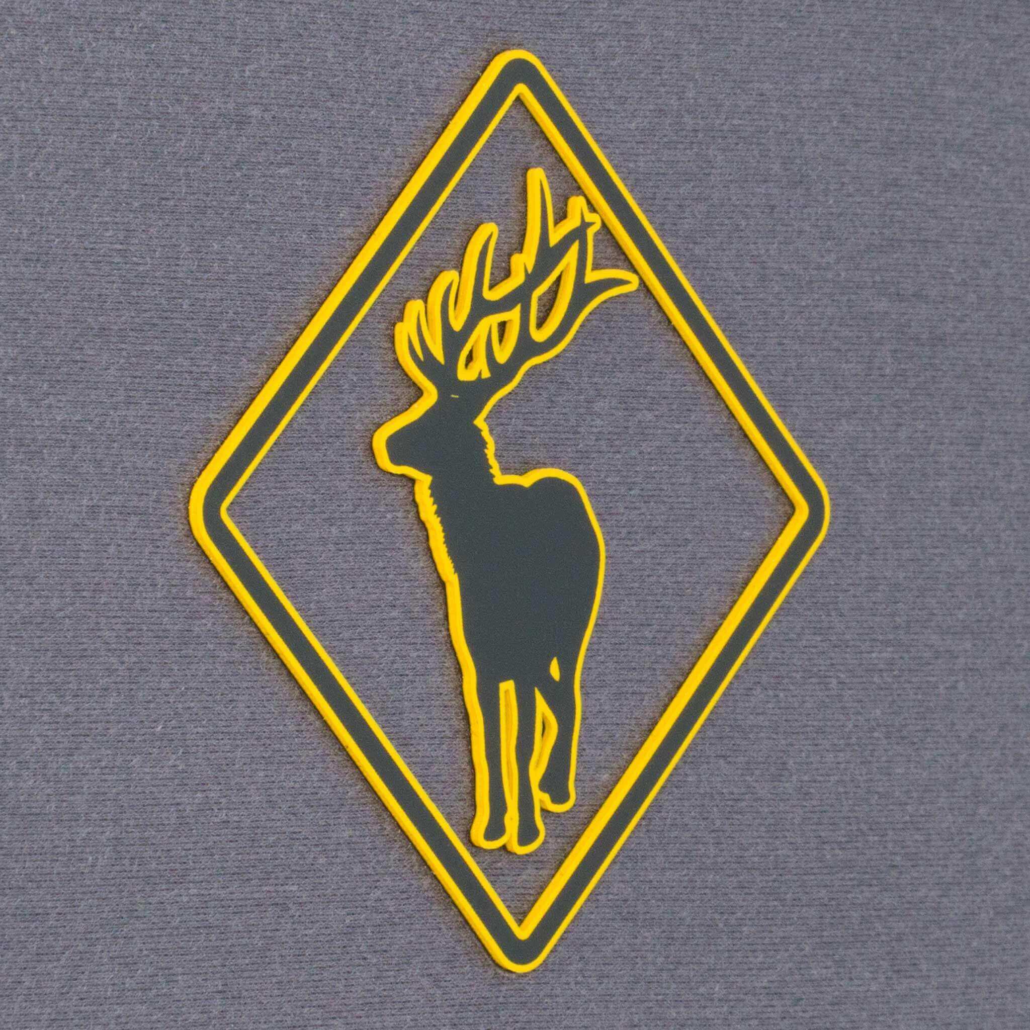 Elk Crossing Sign (Silicone) - Flexfit® Mesh Trucker Cap Color: Coyote/Black - Eternal Glyph LLC