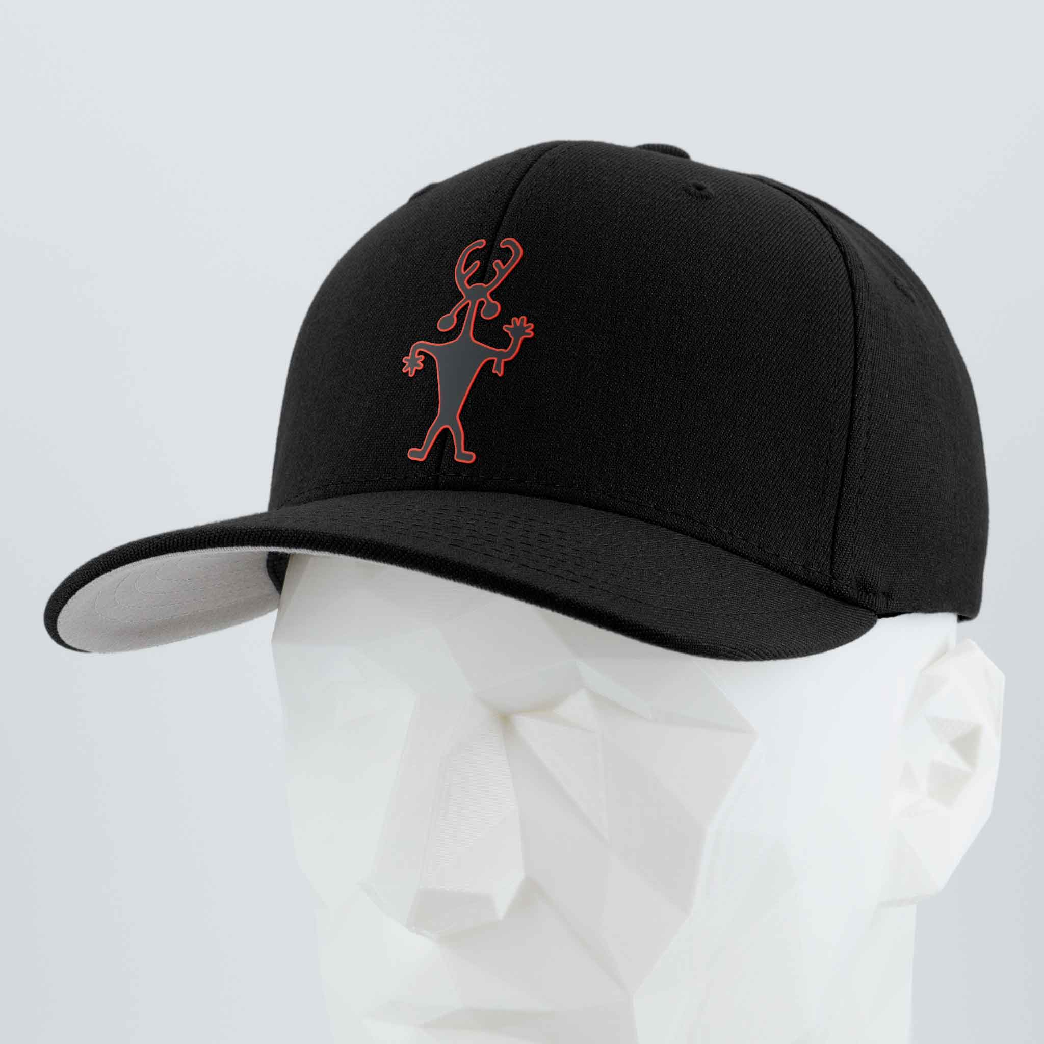 Moab Man Petroglyph (Silicone) - Flexfit® Premium Wool Blend Cap Color: Black - Eternal Glyph LLC
