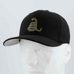 Coiled Rattlesnake Silhouette (Silicone) - Flexfit® Premium Wool Blend Cap Color: Black - Eternal Glyph LLC
