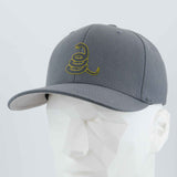 Coiled Rattlesnake Silhouette (Silicone) - Flexfit® Premium Wool Blend Cap Color: Dark Gray - Eternal Glyph LLC