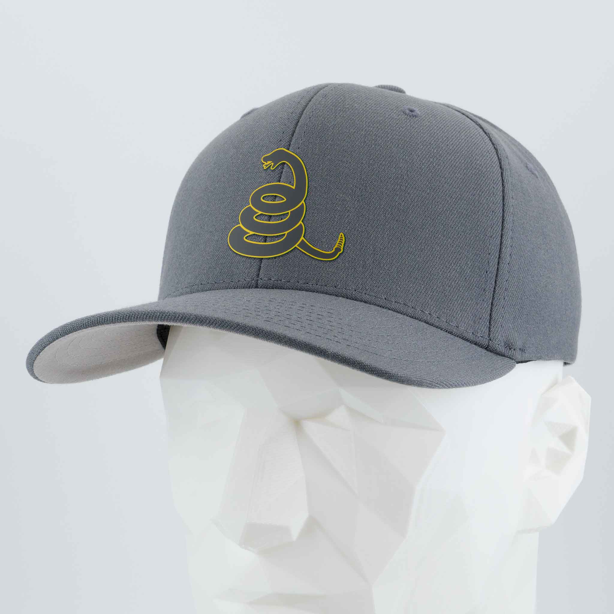 Coiled Rattlesnake Silhouette (Silicone) - Flexfit® Premium Wool Blend Cap Color: Dark Gray - Eternal Glyph LLC