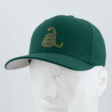 Coiled Rattlesnake Silhouette (Silicone) - Flexfit® Premium Wool Blend Cap Color: Spruce - Eternal Glyph LLC