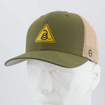 Rattlesnake Warning Sign (Silicone) - Flexfit® Mesh Trucker Cap Color: Olive/Khaki - Eternal Glyph LLC