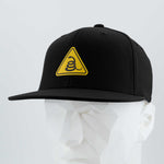 Rattlesnake Warning Sign (Silicone) - Flexfit® Premium Fitted Cap Color: Black - Eternal Glyph LLC