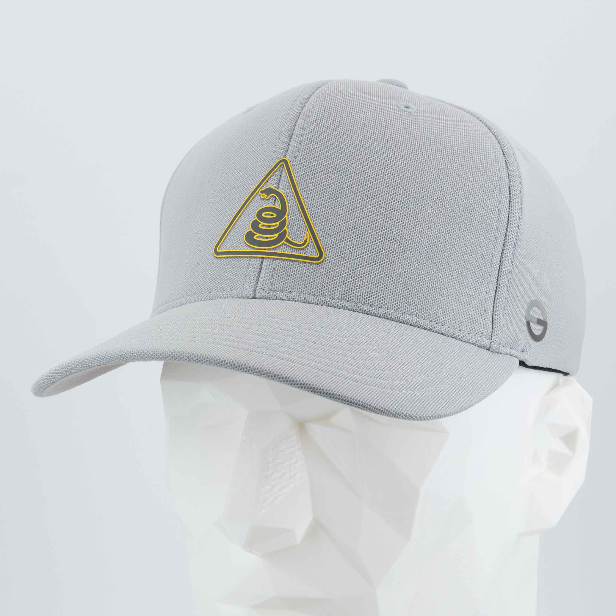 Rattlesnake Warning Sign (Silicone) - Flexfit® Cool & Dry Cap Color: Silver - Eternal Glyph LLC