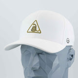 Rattlesnake Warning Sign (Silicone) - Flexfit® Cool & Dry Cap Color: White - Eternal Glyph LLC