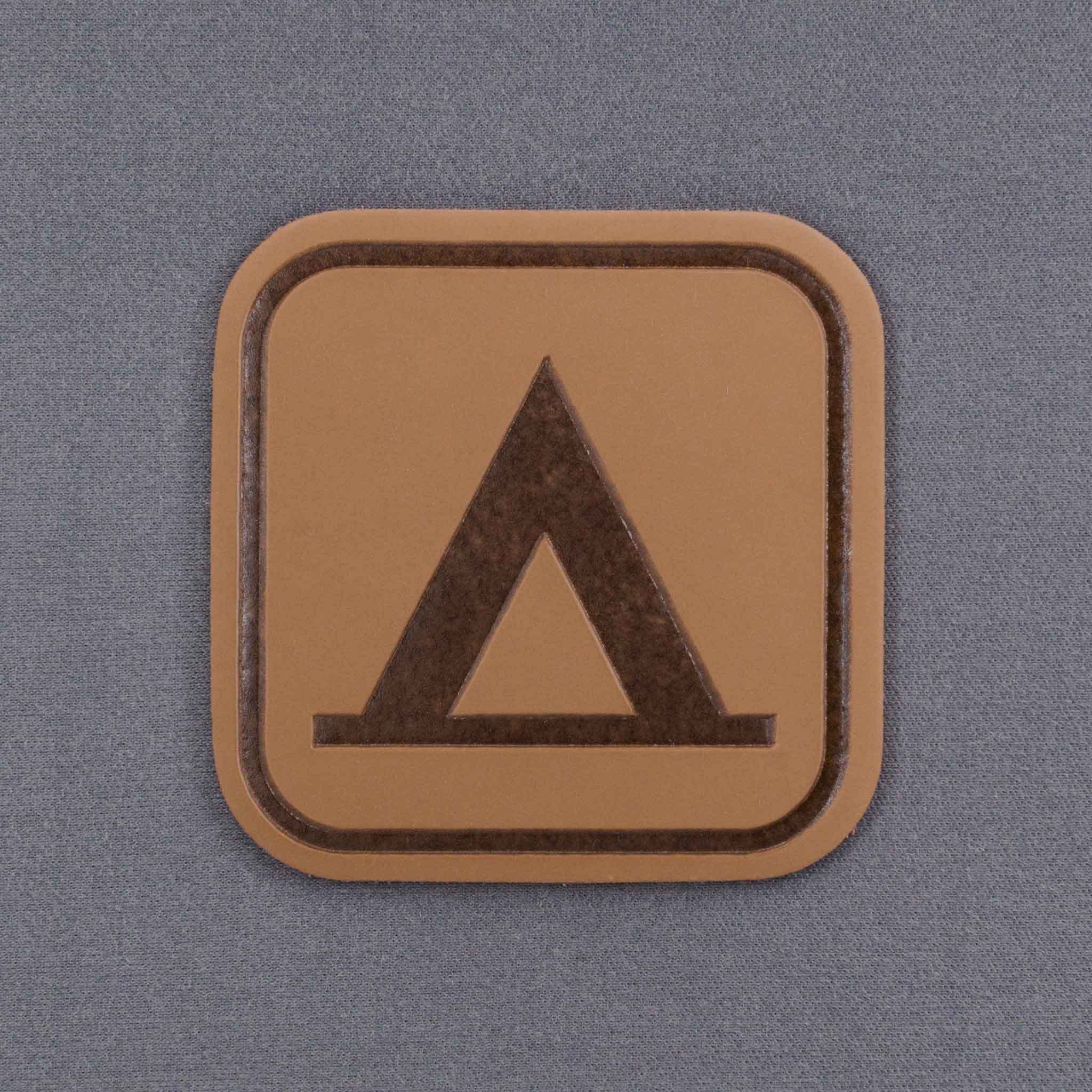 Tent Camping Trail Sign (Leather) - Flexfit® Mesh Trucker Cap Color: Coyote/Black - Eternal Glyph LLC