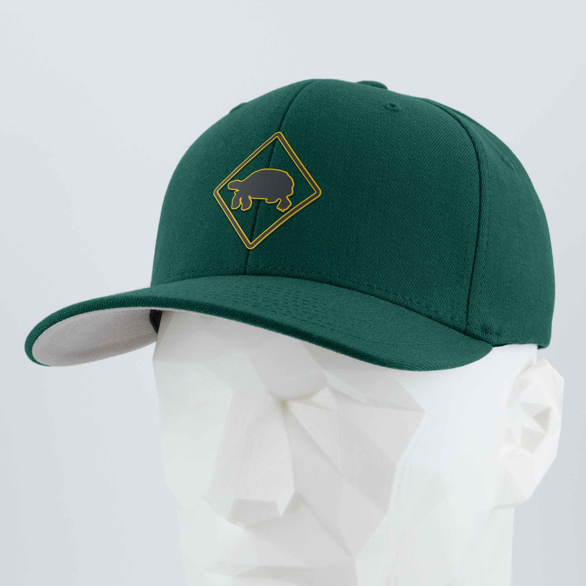 Tortoise Crossing Sign (Silicone) - Flexfit® Premium Wool Blend Cap Color: Spruce - Eternal Glyph LLC