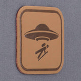 UFO Area Trail Sign (Leather) - Flexfit® Mesh Trucker Cap Color: Coyote/Black - Eternal Glyph LLC