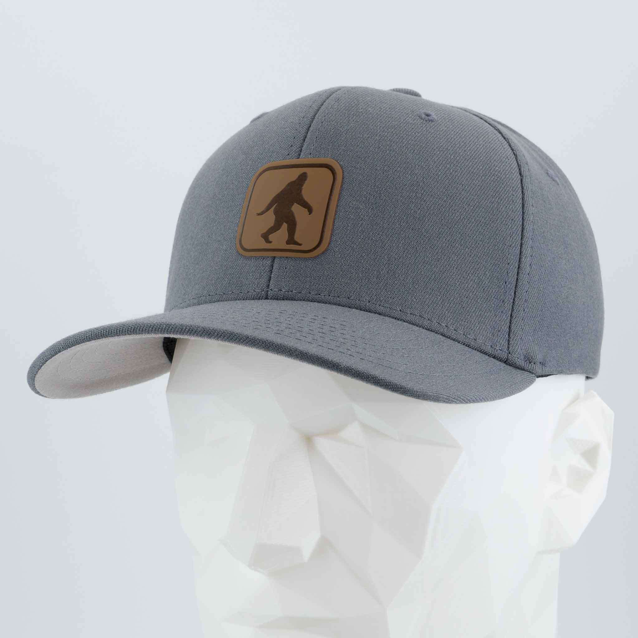 Bigfoot Trail Sign (Leather) - Flexfit® Premium Wool Blend Cap Color: Dark Gray - Eternal Glyph LLC