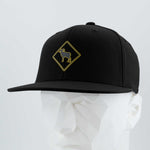 Bighorn Sheep Crossing Sign (Silicone) - Flexfit® Premium Fitted Cap Color: Black - Eternal Glyph LLC