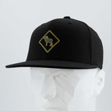 Bighorn Sheep Crossing Sign (Silicone) - Flexfit® Premium Fitted Cap Color: Black - Eternal Glyph LLC