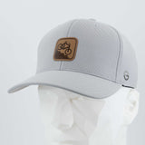 Mountain Bike Downhill (Leather) - Flexfit® Cool & Dry Cap Color: Silver - Eternal Glyph LLC