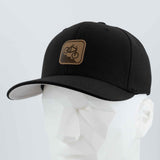 Mountain Bike Downhill (Leather) - Flexfit® Premium Wool Blend Cap Color: Black - Eternal Glyph LLC