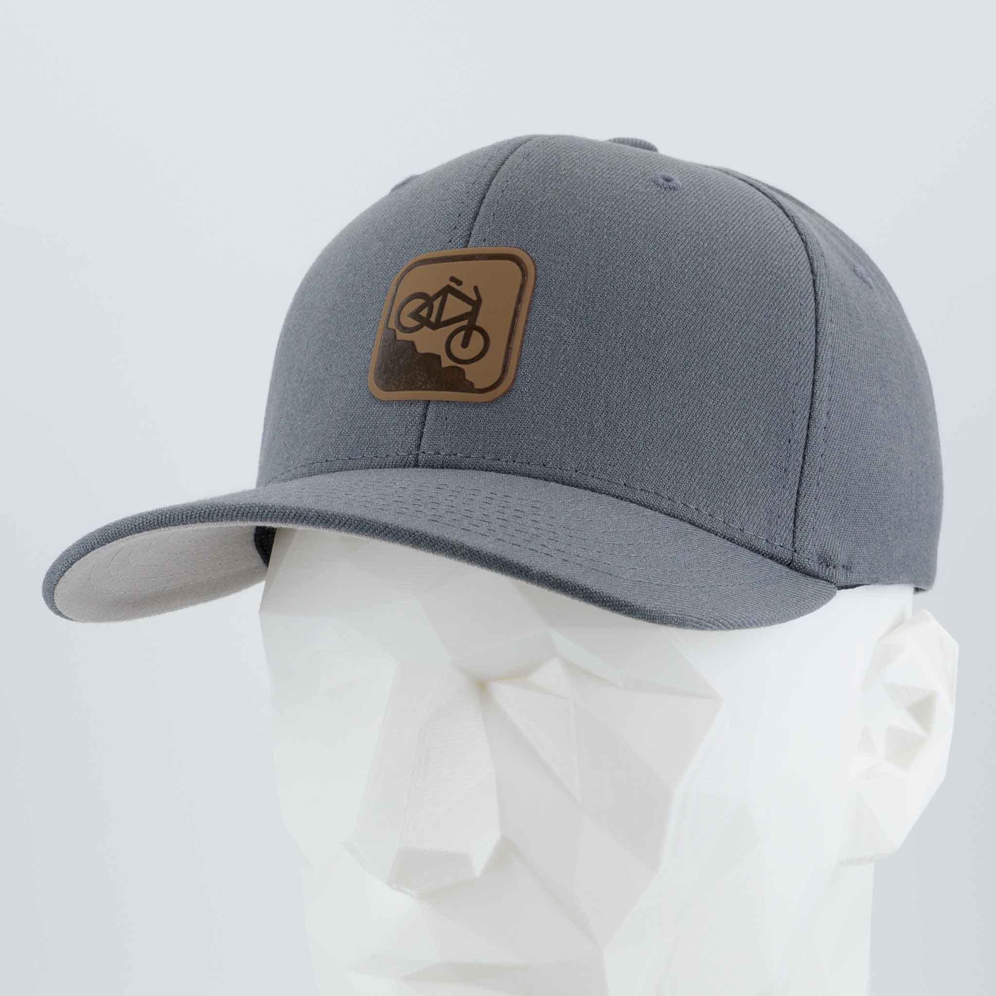 Mountain Bike Downhill (Leather) - Flexfit® Premium Wool Blend Cap Color: Dark Gray - Eternal Glyph LLC
