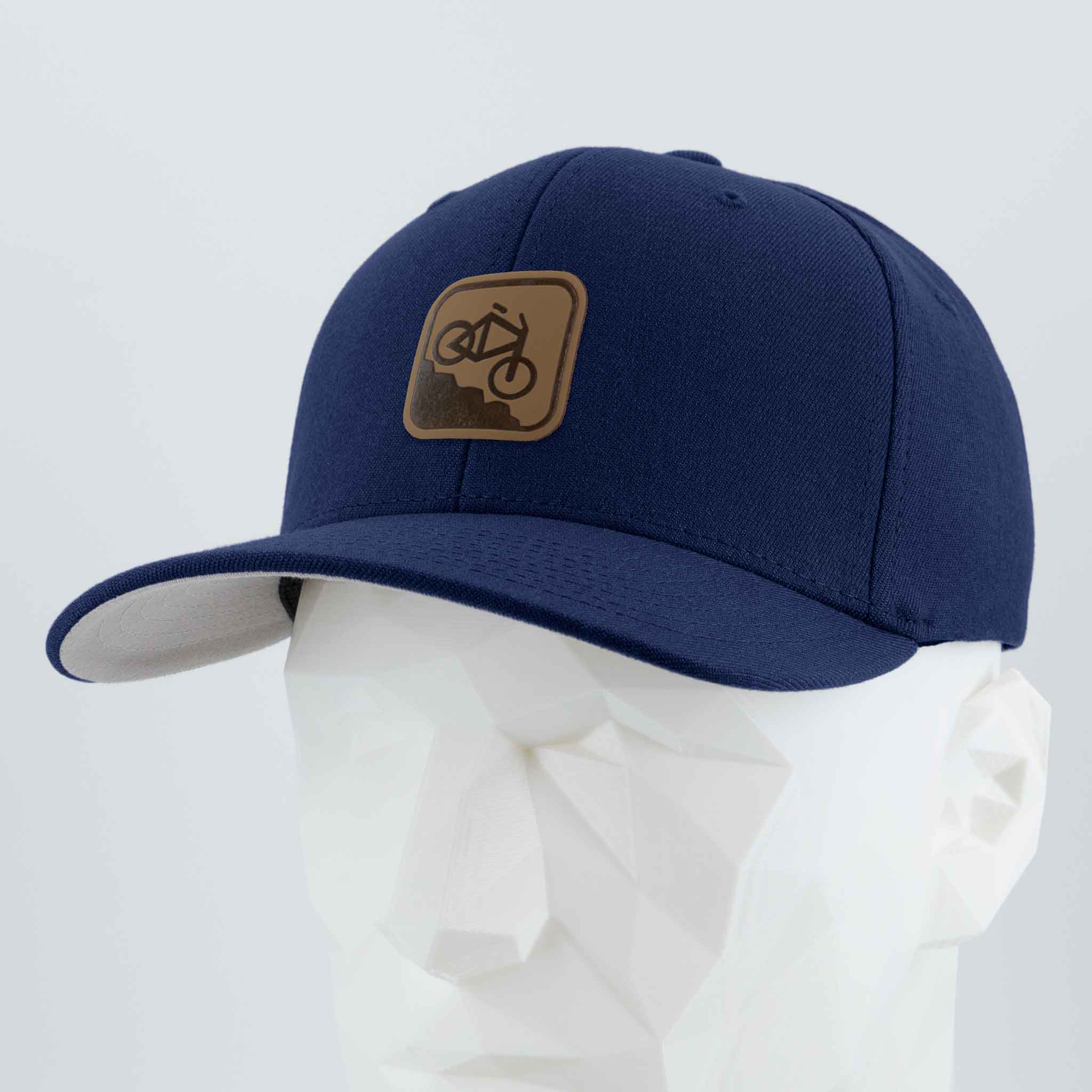 Mountain Bike Downhill (Leather) - Flexfit® Premium Wool Blend Cap Color: Navy - Eternal Glyph LLC