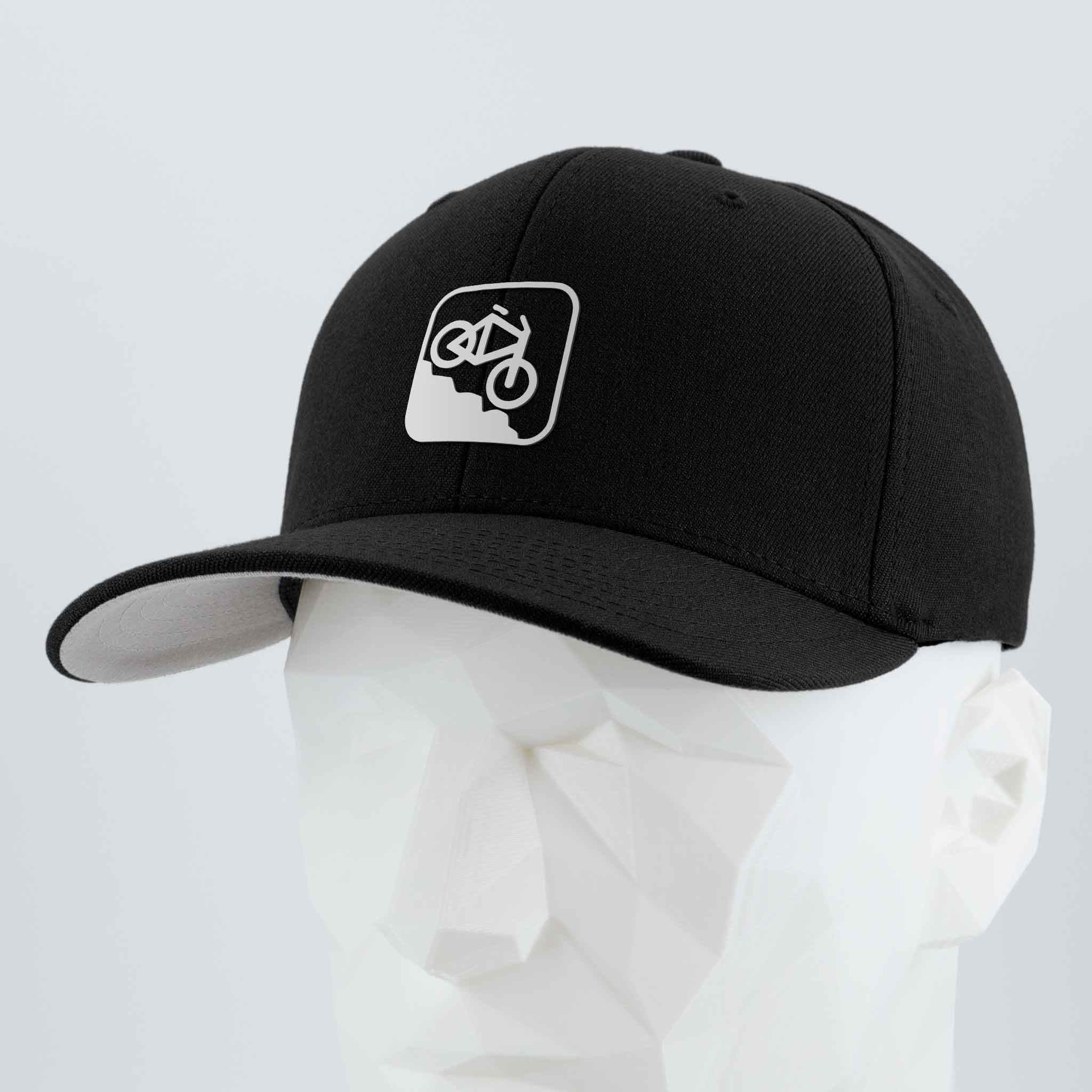 Mountain Bike Downhill (Silicone) - Flexfit® Premium Wool Blend Cap Color: Black - Eternal Glyph LLC