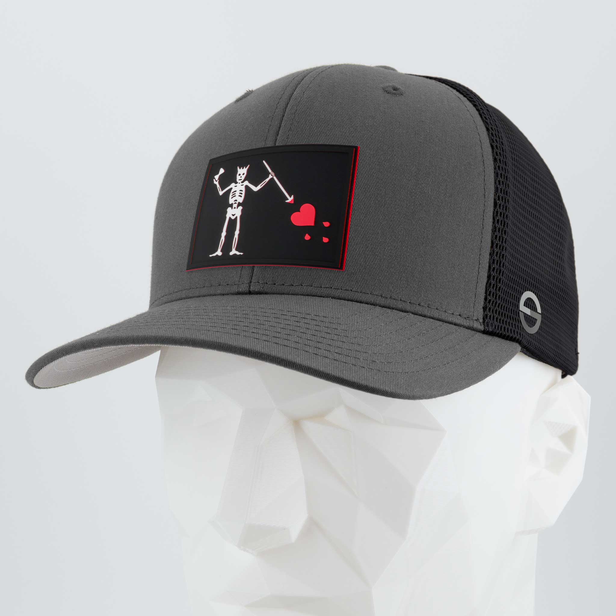 Black Beard Pirate Flag (Double Layer Silicone) - Mesh Trucker Cap