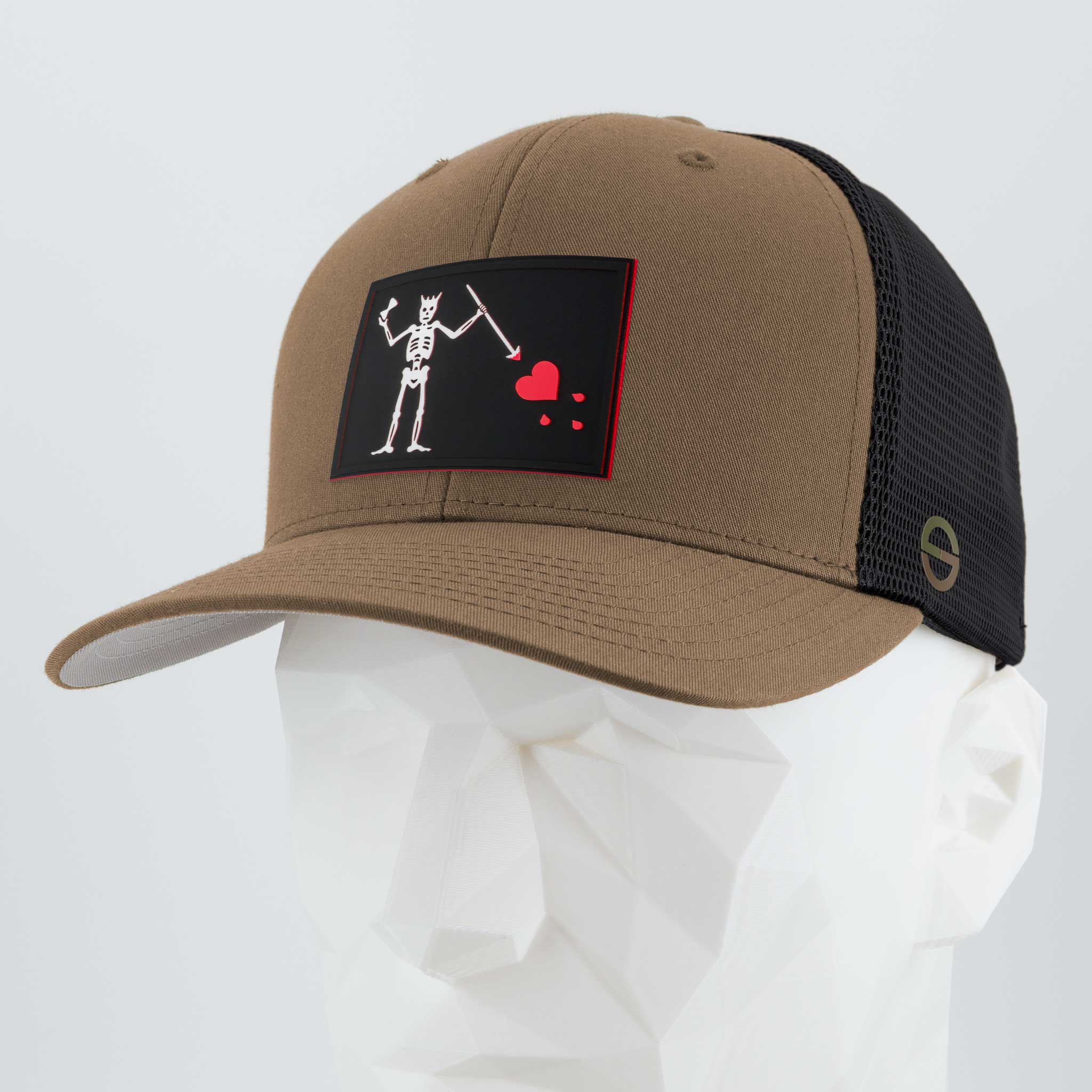 Black Beard Pirate Flag (Double Layer Silicone) - Mesh Trucker Cap