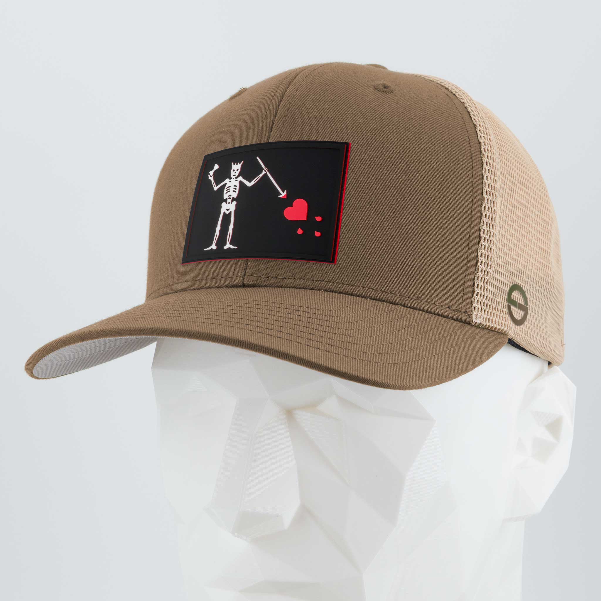 Black Beard Pirate Flag (Double Layer Silicone) - Mesh Trucker Cap