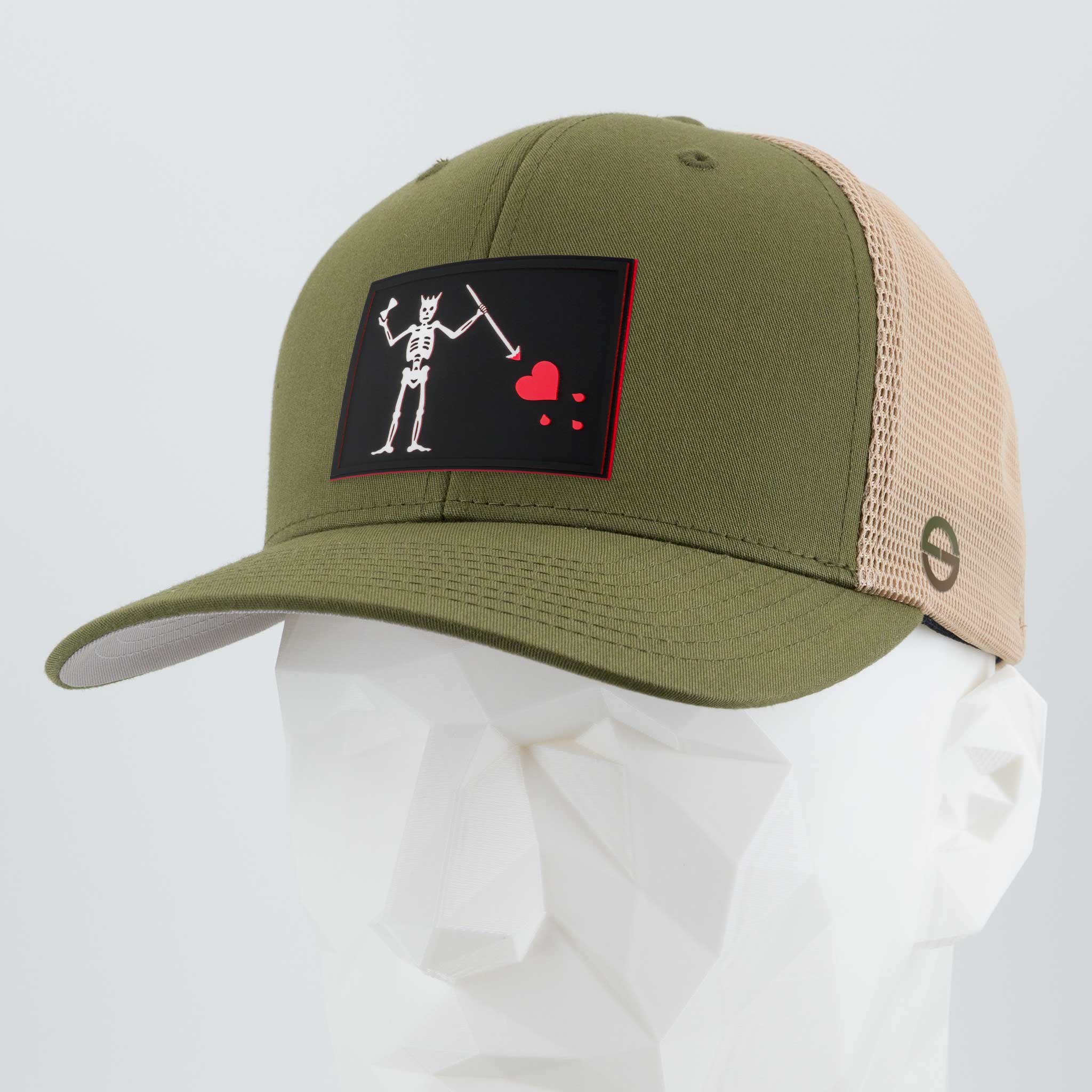 Black Beard Pirate Flag (Double Layer Silicone) - Mesh Trucker Cap
