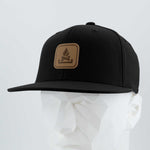Campfire Trail Sign (Leather) - Flexfit® Premium Fitted Cap Color: Black - Eternal Glyph LLC