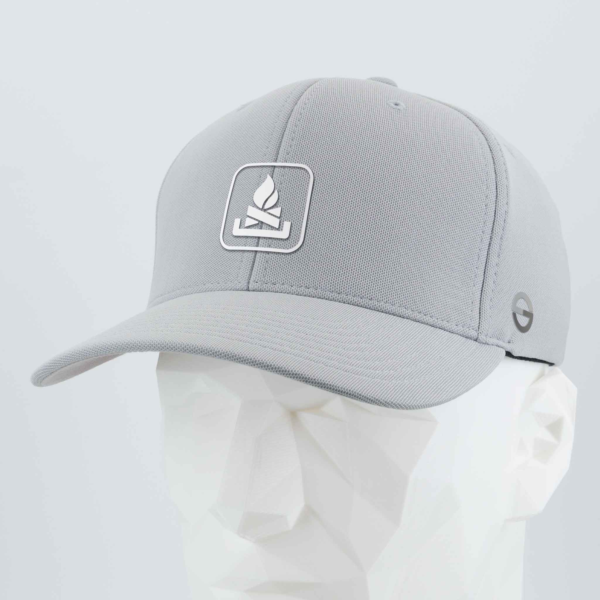 Campfire Trail Sign (Silicone) - Flexfit® Cool & Dry Cap Color: Silver - Eternal Glyph LLC