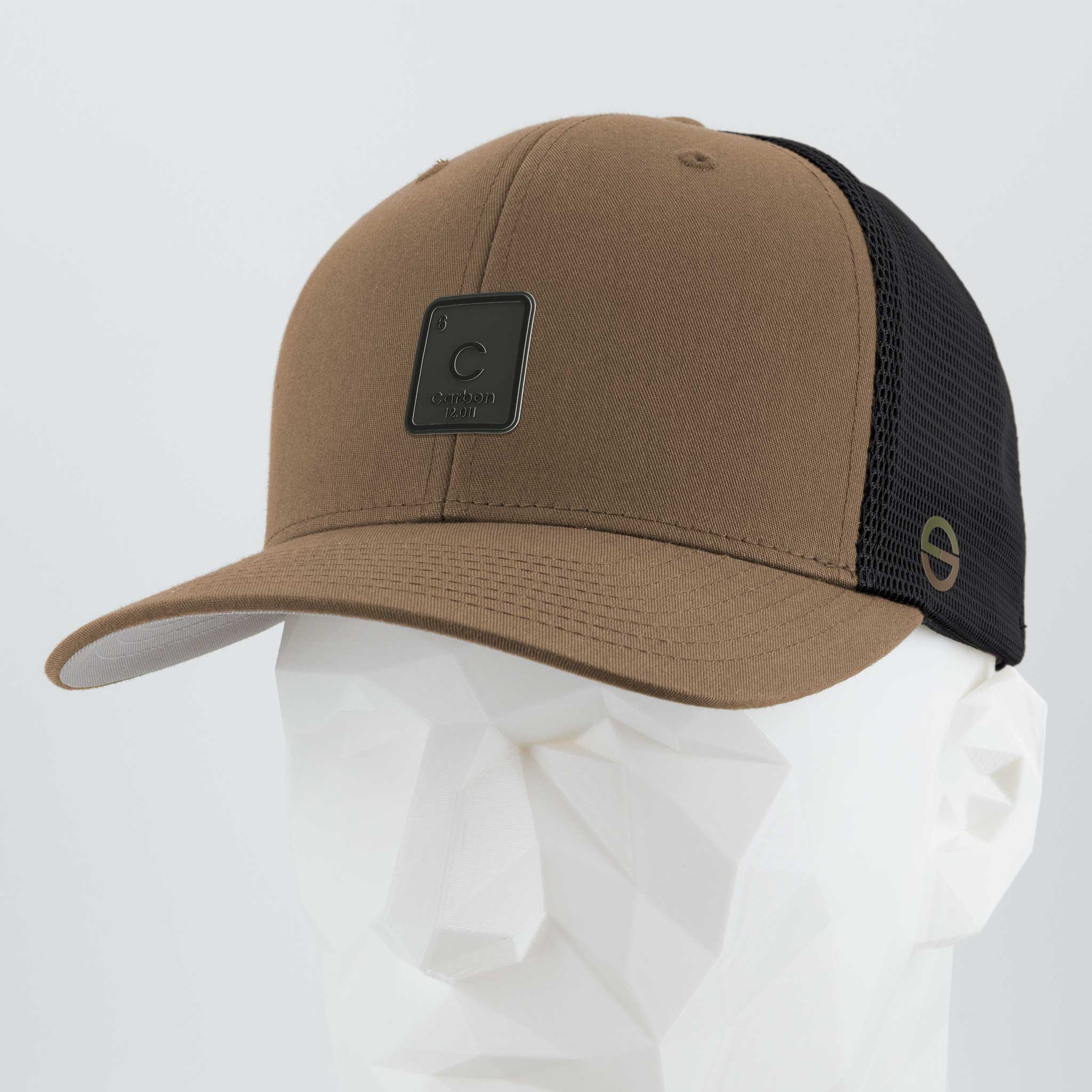 Carbon Element (Silicone) - Flexfit® Mesh Trucker Cap Color: Coyote/Black - Eternal Glyph LLC