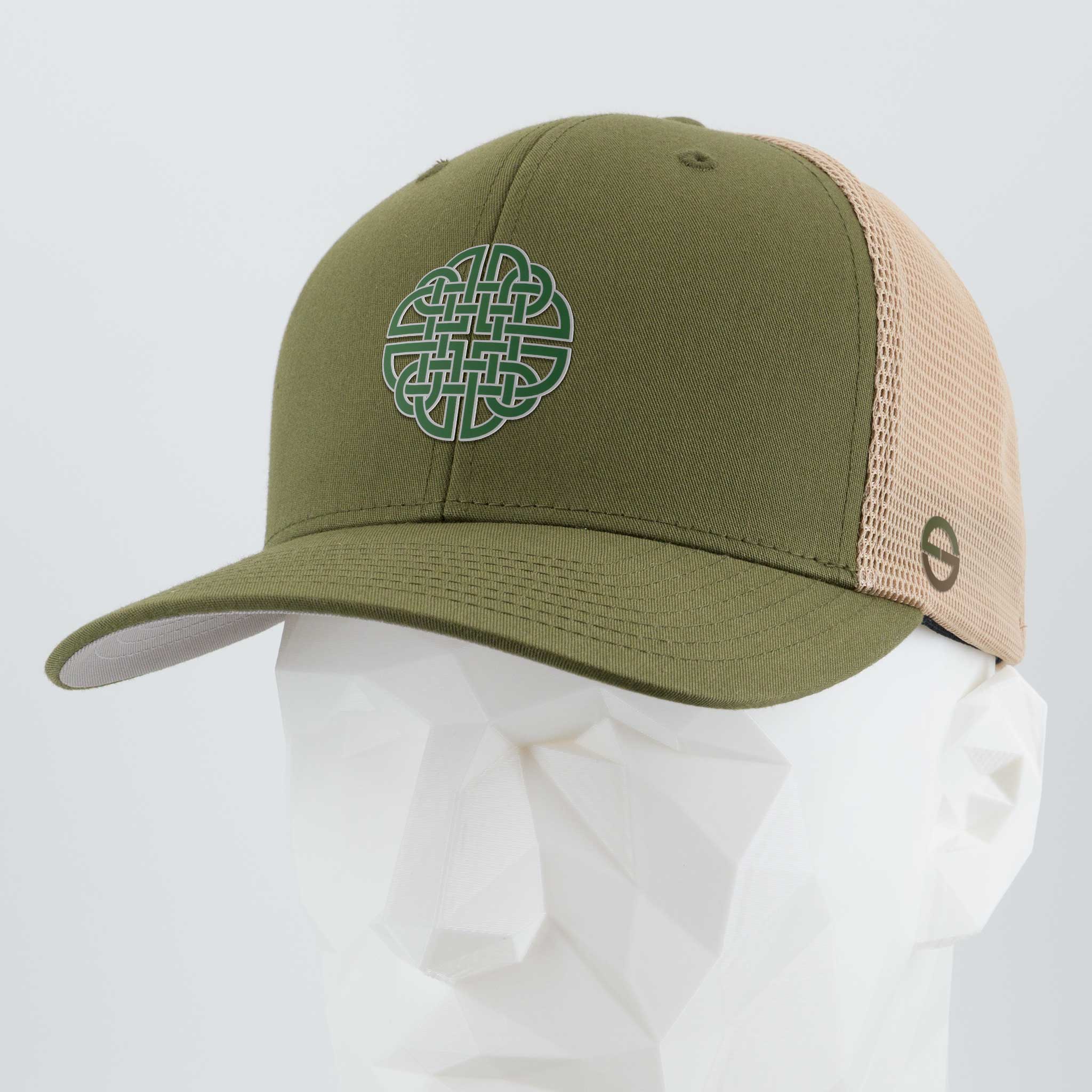Dara Knot (Silicone) - Flexfit® Mesh Trucker Cap Color: Olive/Khaki - Eternal Glyph LLC