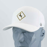 Deer Crossing Sign (Silicone) - Flexfit® Cool & Dry Cap Color: White - Eternal Glyph LLC