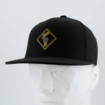 Elk Crossing Sign (Silicone) - Flexfit® Premium Fitted Cap Color: Black - Eternal Glyph LLC