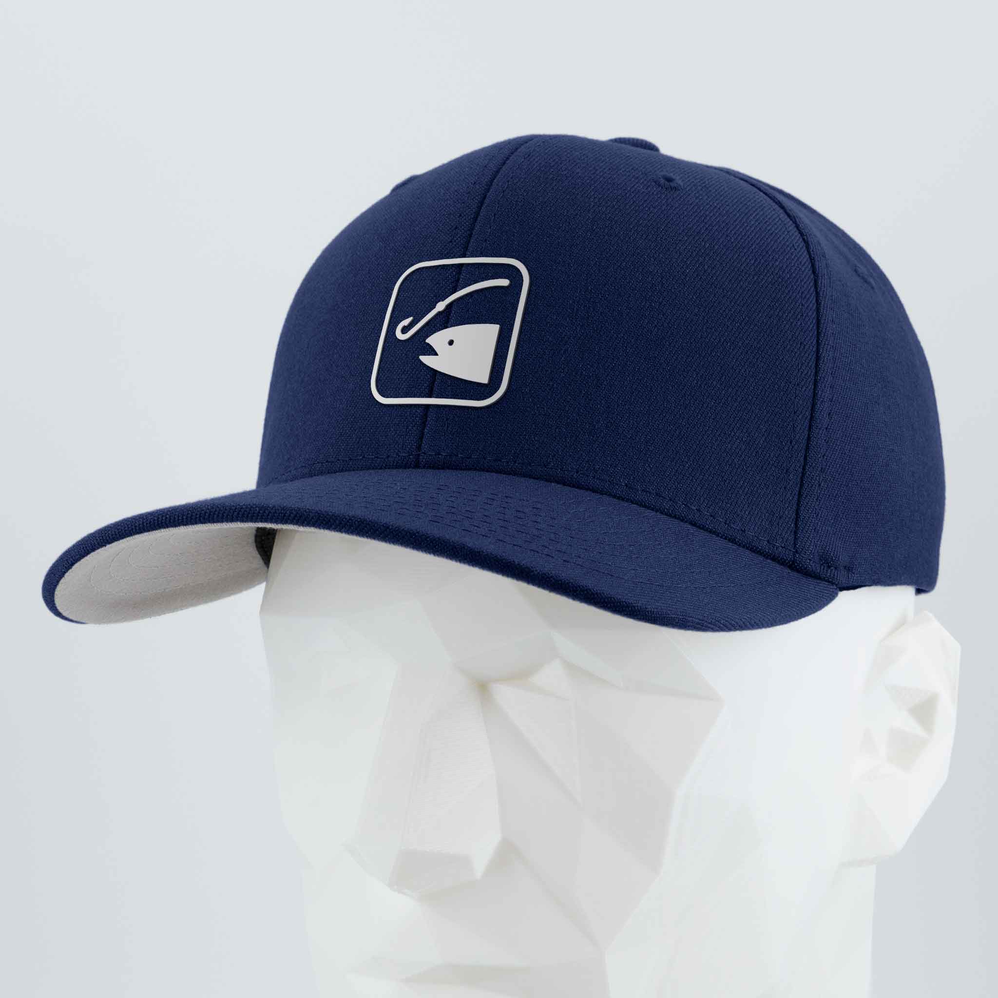 Fishing Trail Sign (Silicone) - Flexfit® Premium Wool Blend Cap Color: Navy - Eternal Glyph LLC