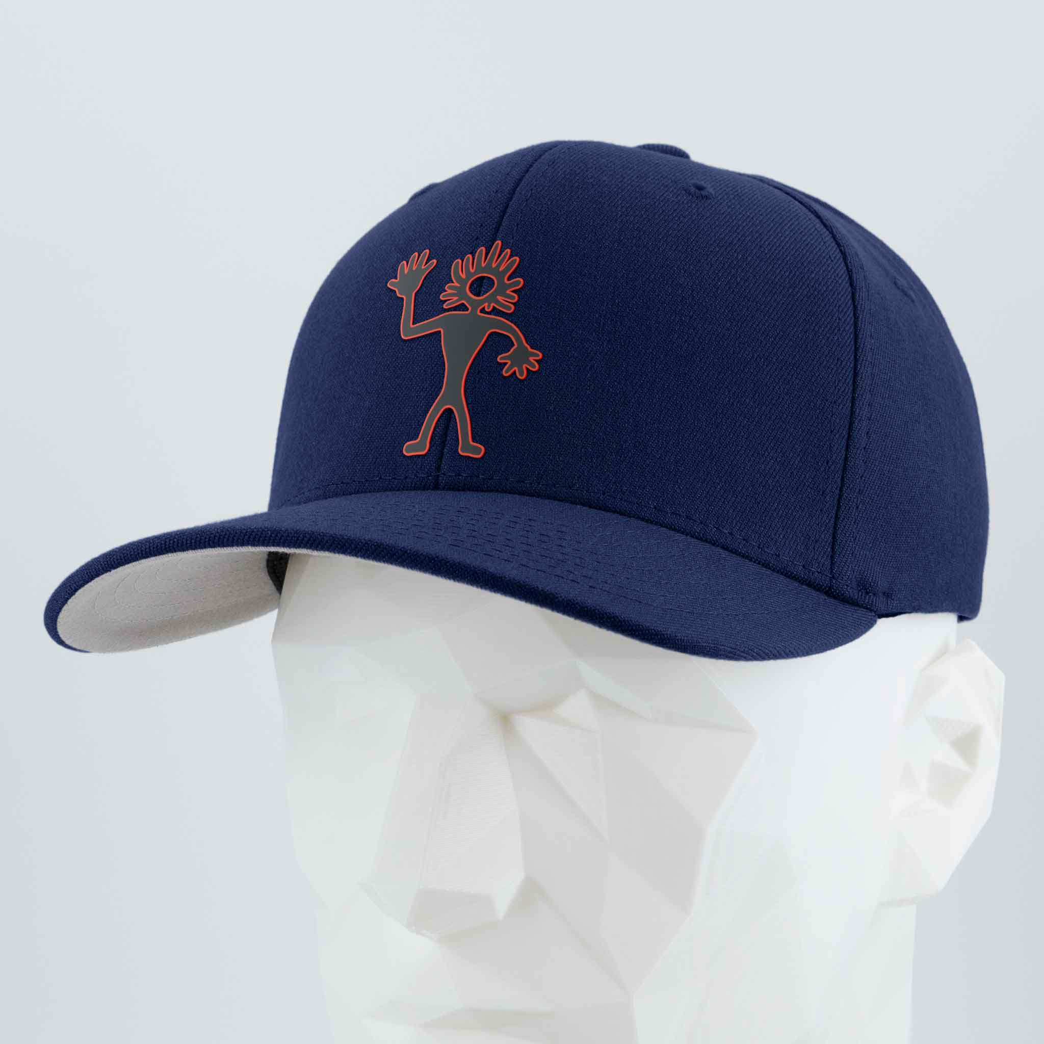 Friendly Man Petroglyph (Silicone) - Flexfit® Premium Wool Blend Cap Color: Navy - Eternal Glyph LLC