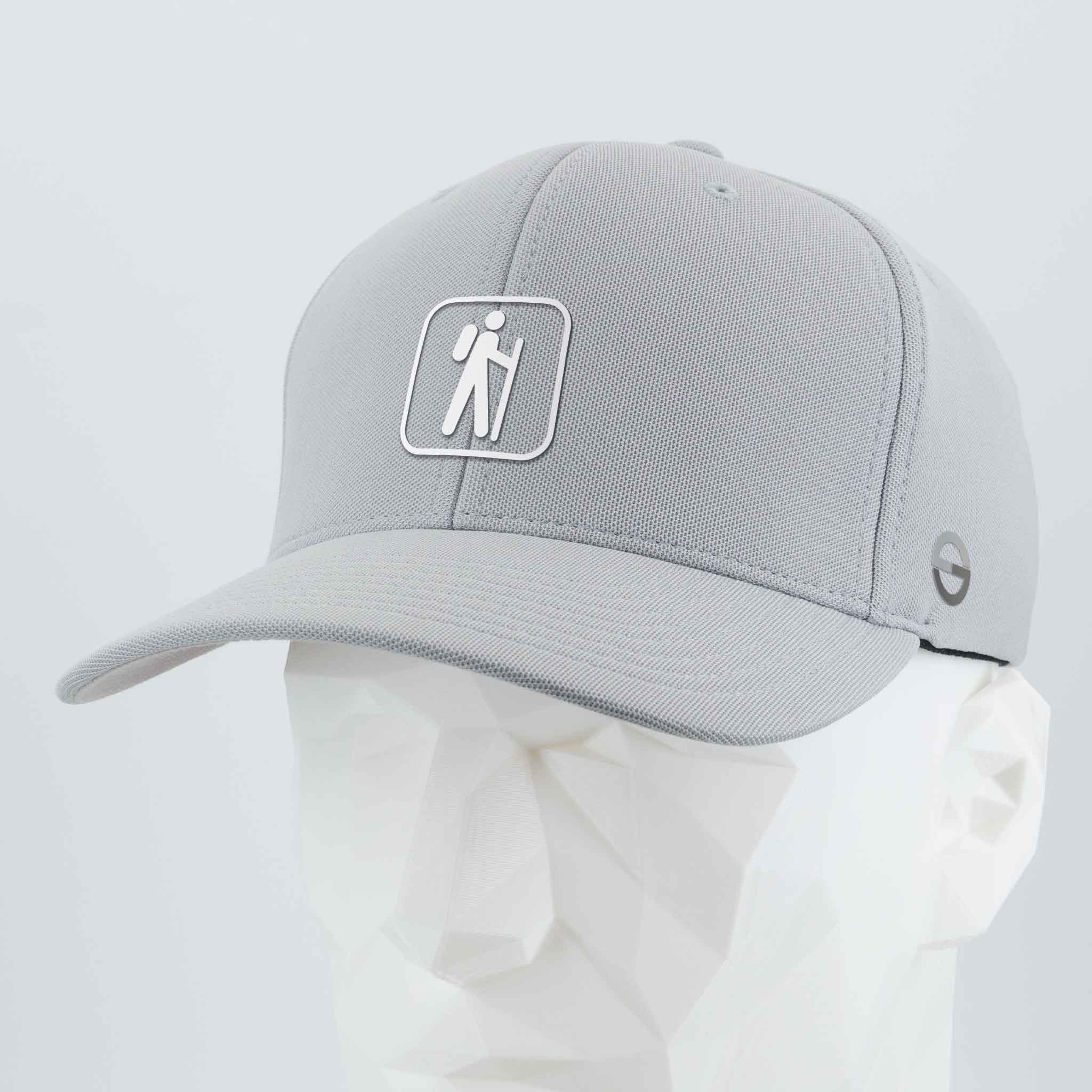 Hiker Trail Sign (Silicone) - Flexfit® Cool & Dry Cap Color: Silver - Eternal Glyph LLC