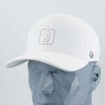 Hiker Trail Sign (Silicone) - Flexfit® Cool & Dry Cap Color: White - Eternal Glyph LLC