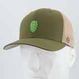 Hop Cone (Silicone) - Flexfit® Mesh Trucker Cap Color: Olive/Khaki - Eternal Glyph LLC