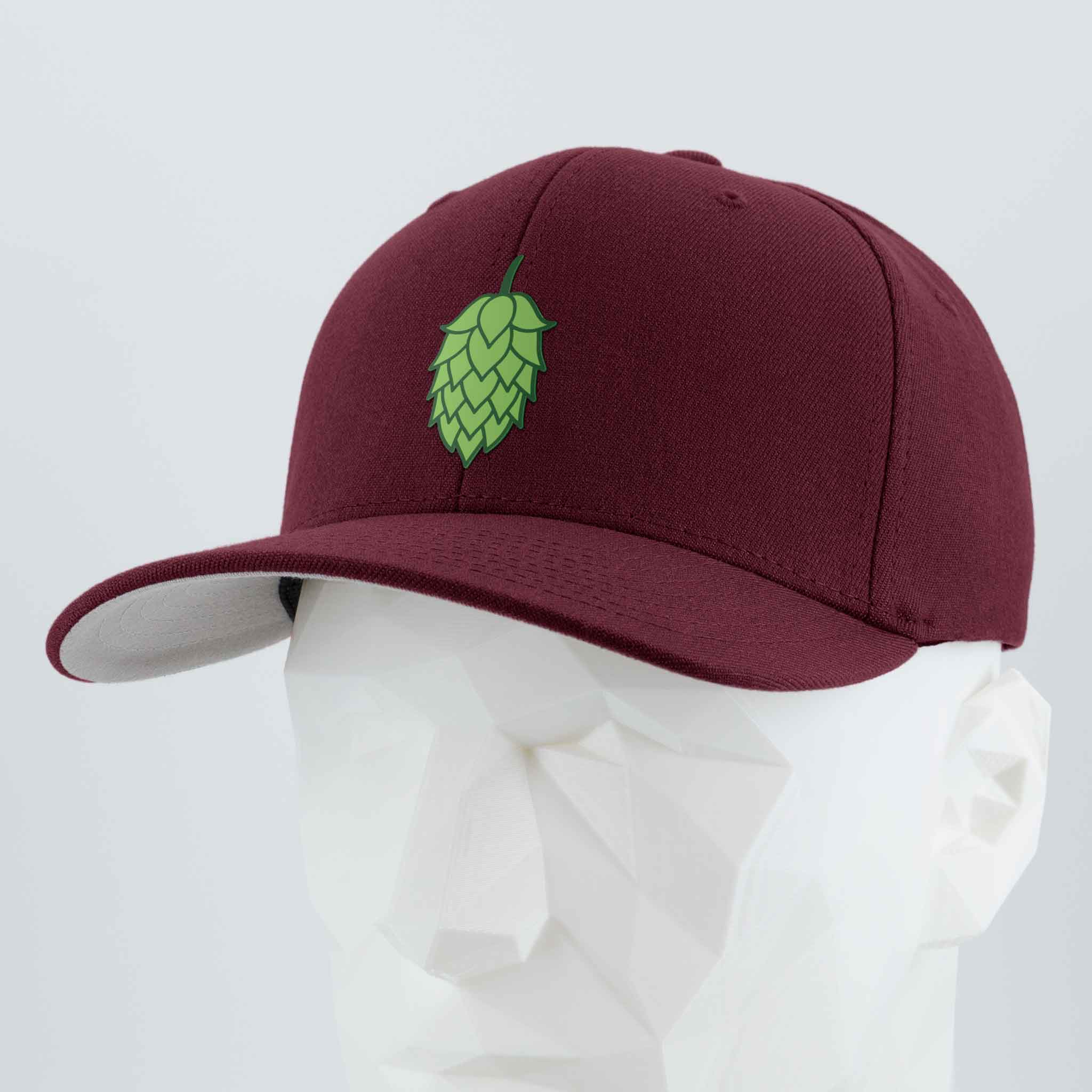 Hop Cone (Silicone) - Flexfit® Premium Wool Blend Cap Color: Maroon - Eternal Glyph LLC