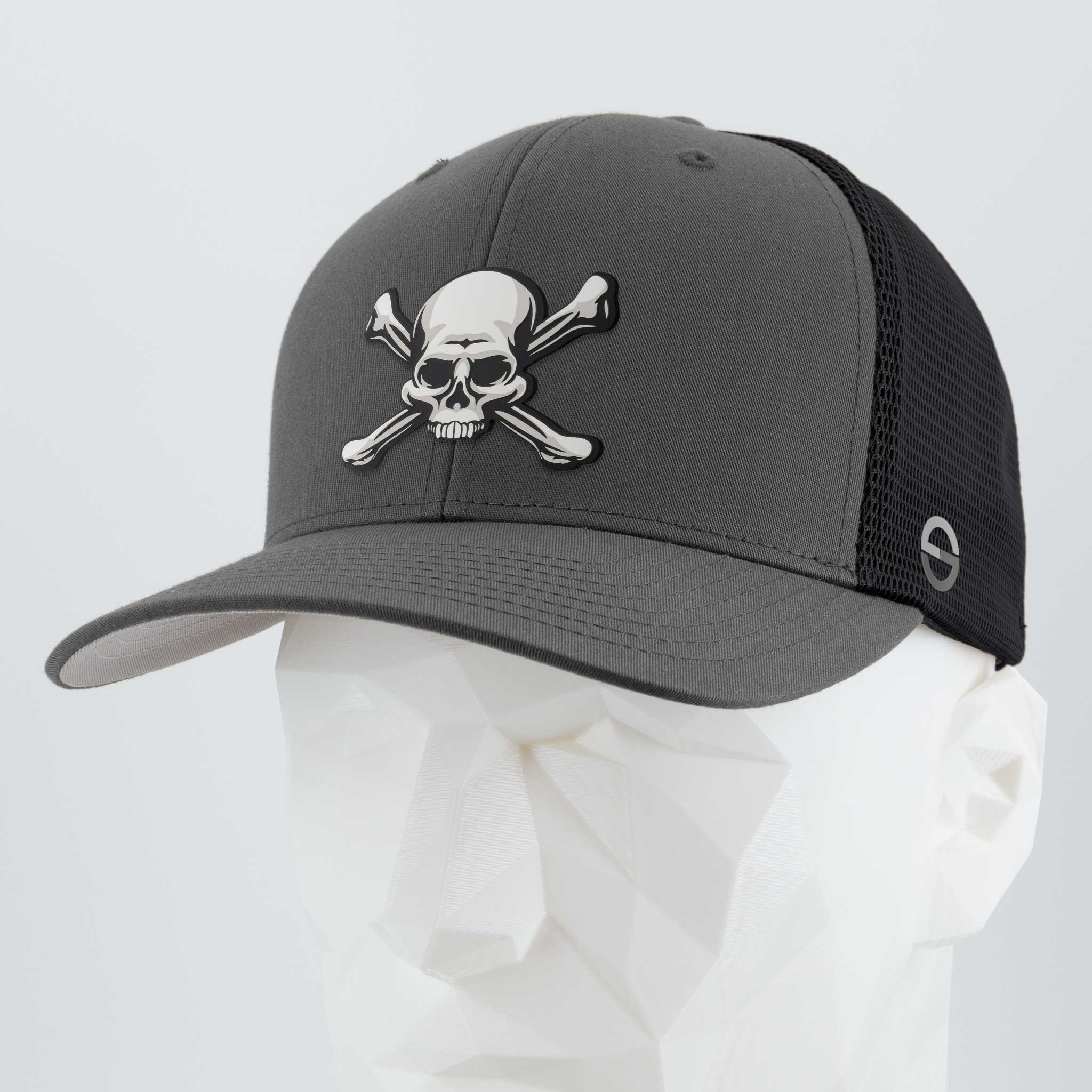 Pirate Skull & Crossbones, Jolly Roger (Double Layer Silicone) - Mesh Trucker Cap