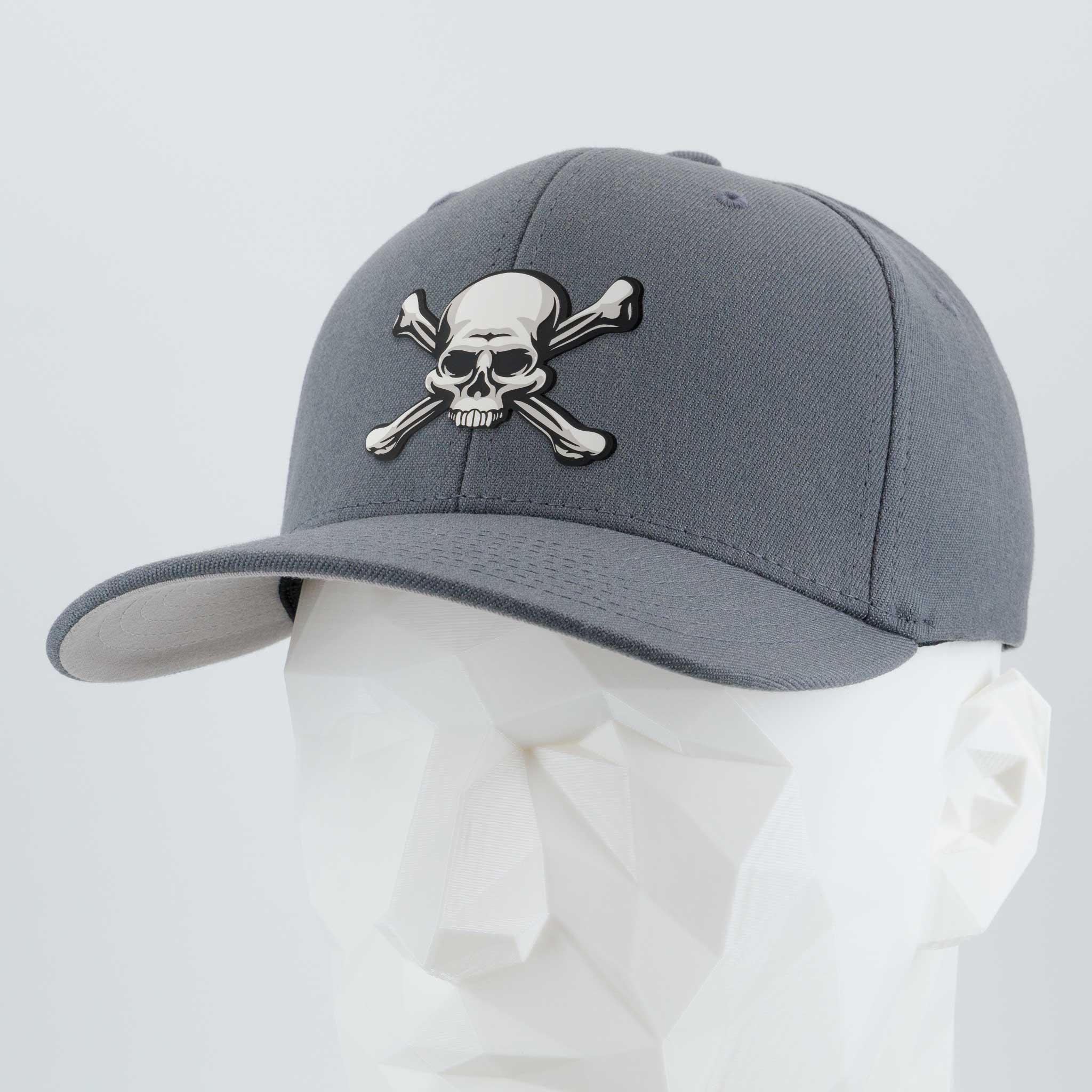 Pirate Skull & Crossbones, Jolly Roger (Double Layer Silicone) - Flexfit® Premium Wool Blend Cap
