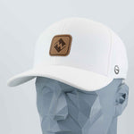 Most Difficult Trail Sign (Leather) - Flexfit® Cool & Dry Cap Color: White - Eternal Glyph LLC