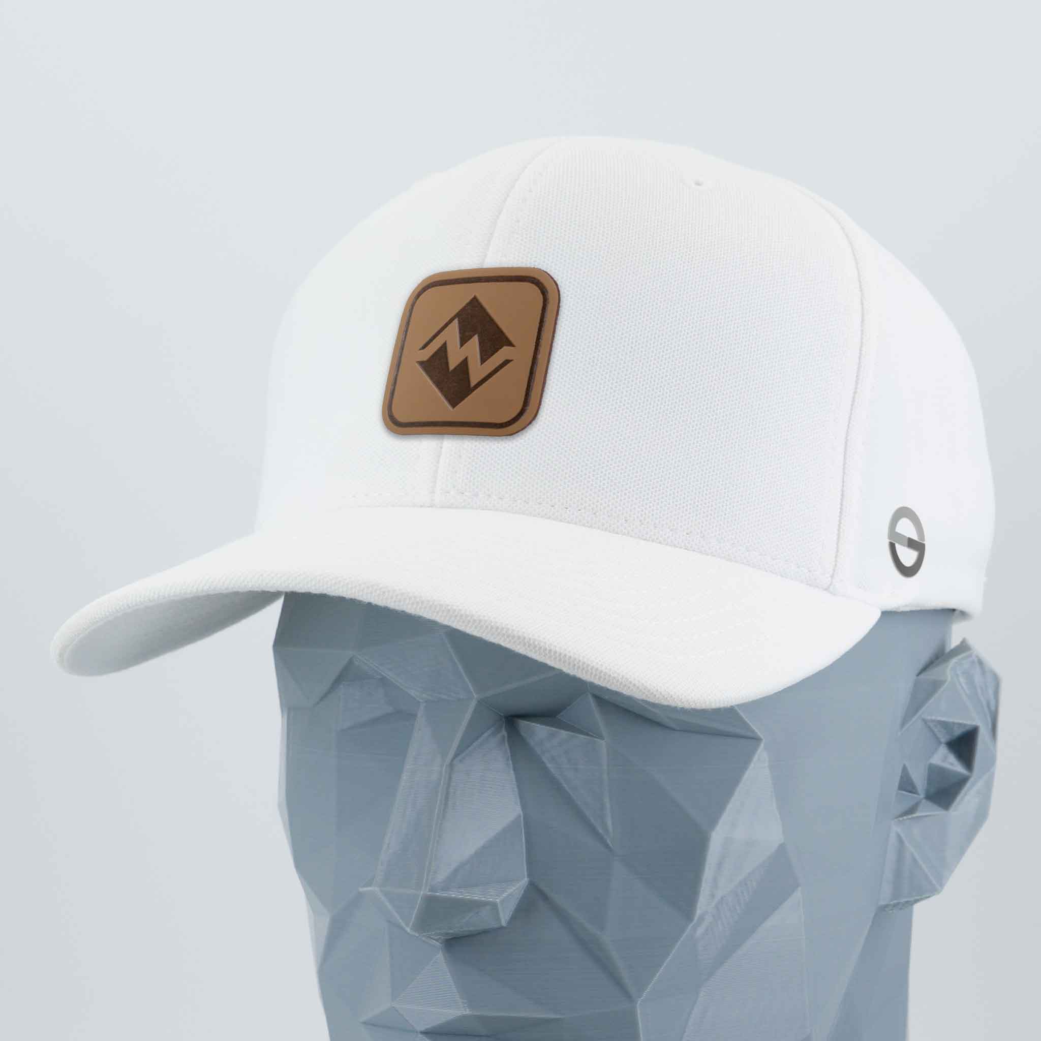 Most Difficult Trail Sign (Leather) - Flexfit® Cool & Dry Cap Color: White - Eternal Glyph LLC