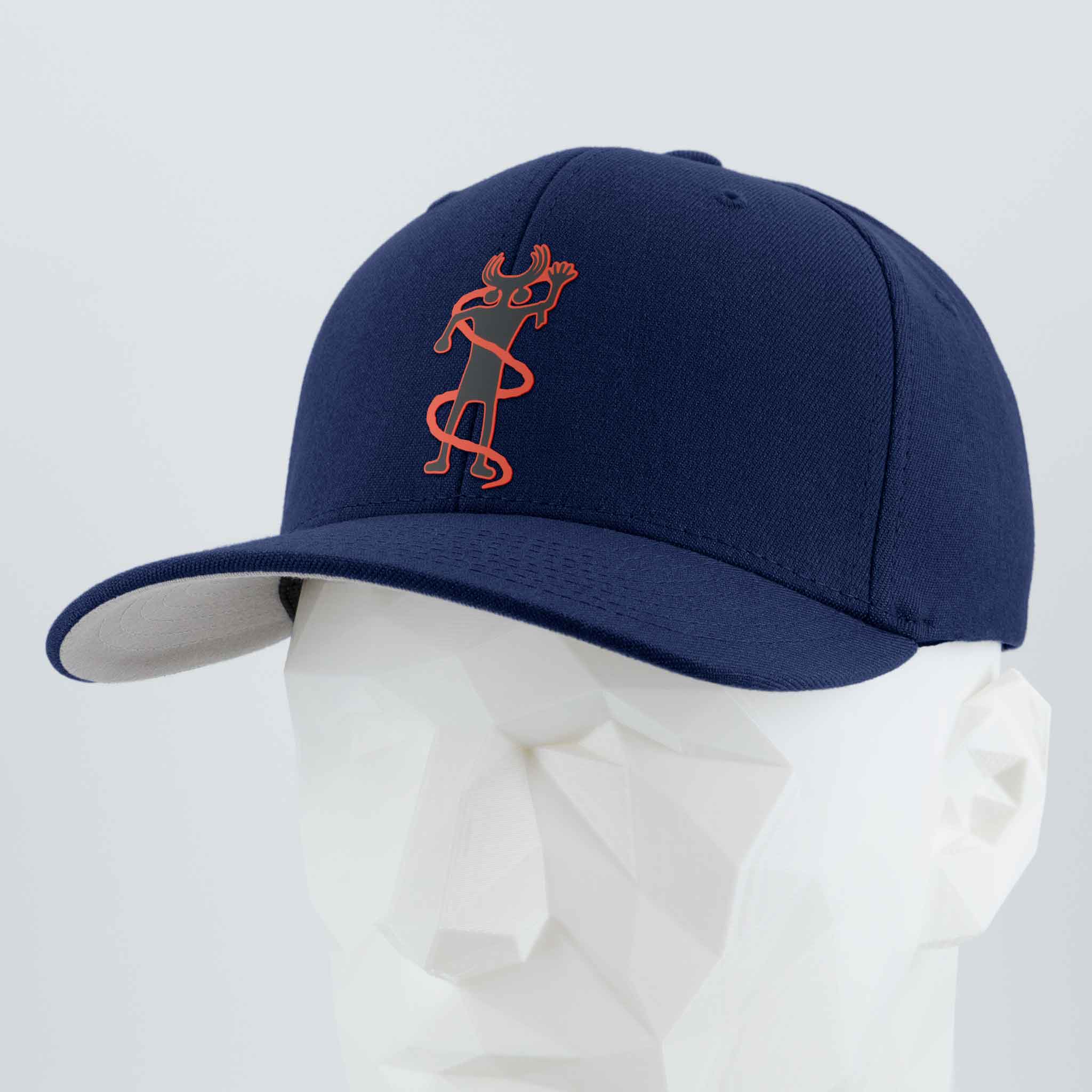 Moab Shaman Petroglyph (Silicone) - Flexfit® Premium Wool Blend Cap Color: Navy - Eternal Glyph LLC