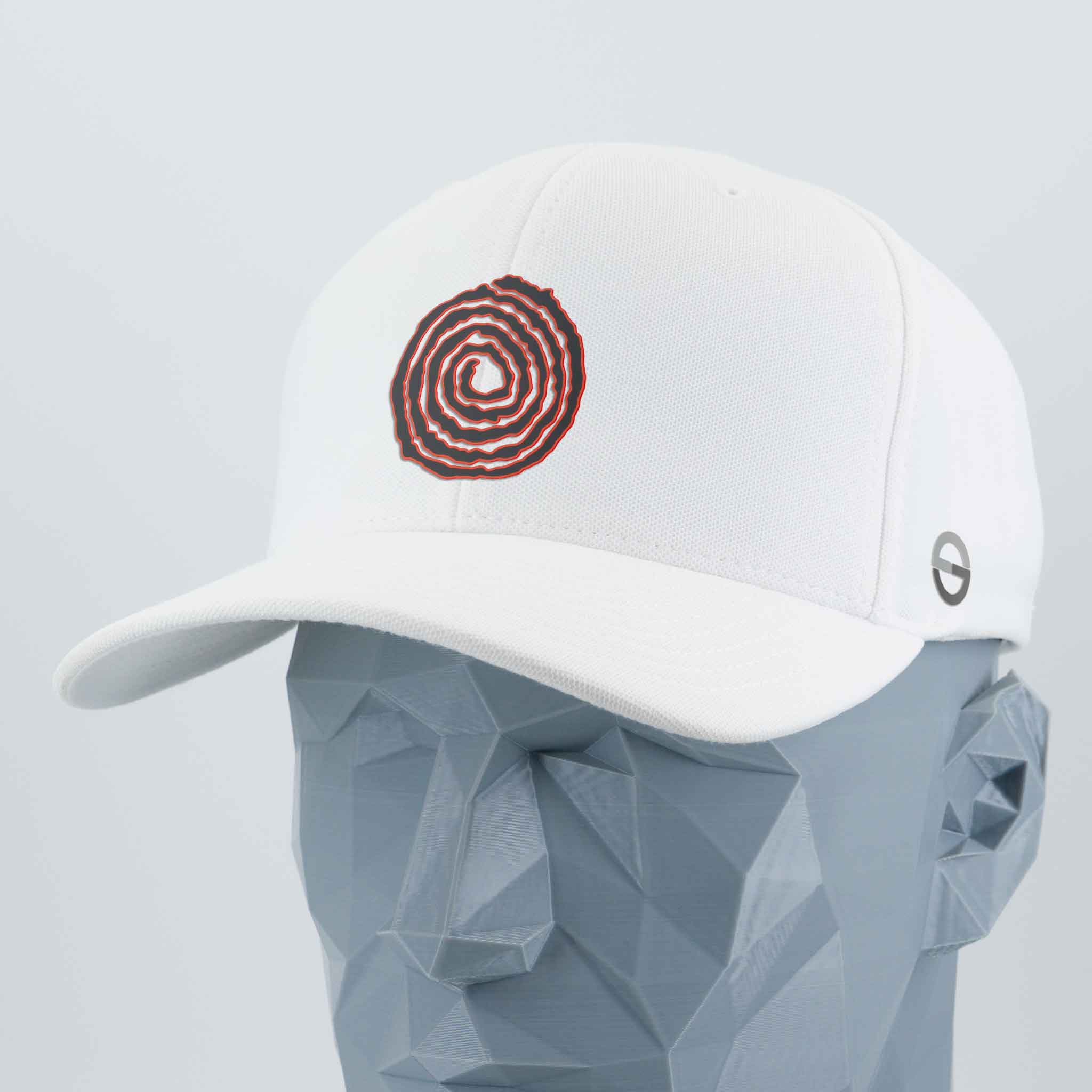 Moab Spiral Petroglyph (Silicone) - Flexfit® Cool & Dry Cap Color: White - Eternal Glyph LLC