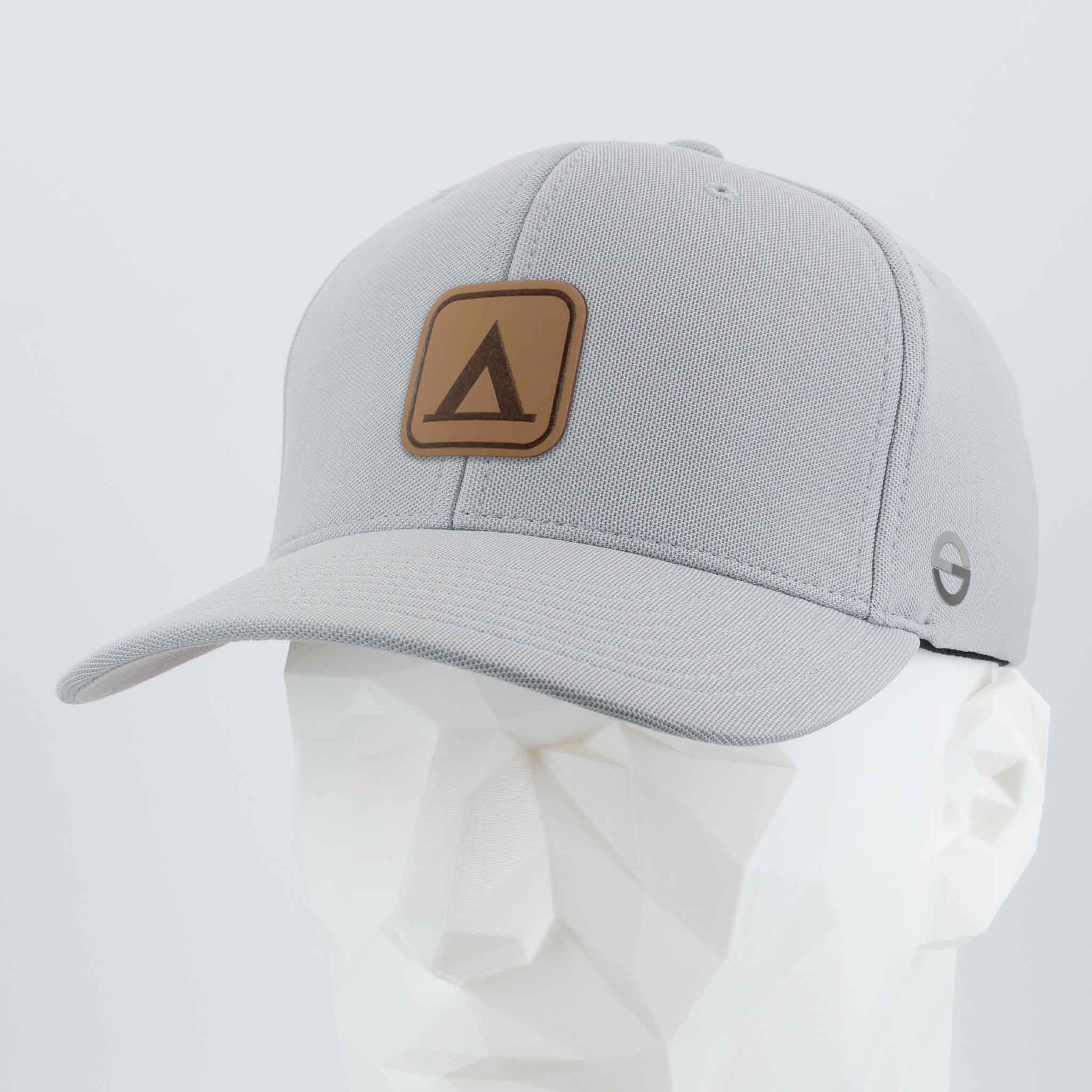 Tent Camping Trail Sign (Leather) - Flexfit® Cool & Dry Cap Color: Silver - Eternal Glyph LLC