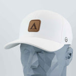 Tent Camping Trail Sign (Leather) - Flexfit® Cool & Dry Cap Color: White - Eternal Glyph LLC